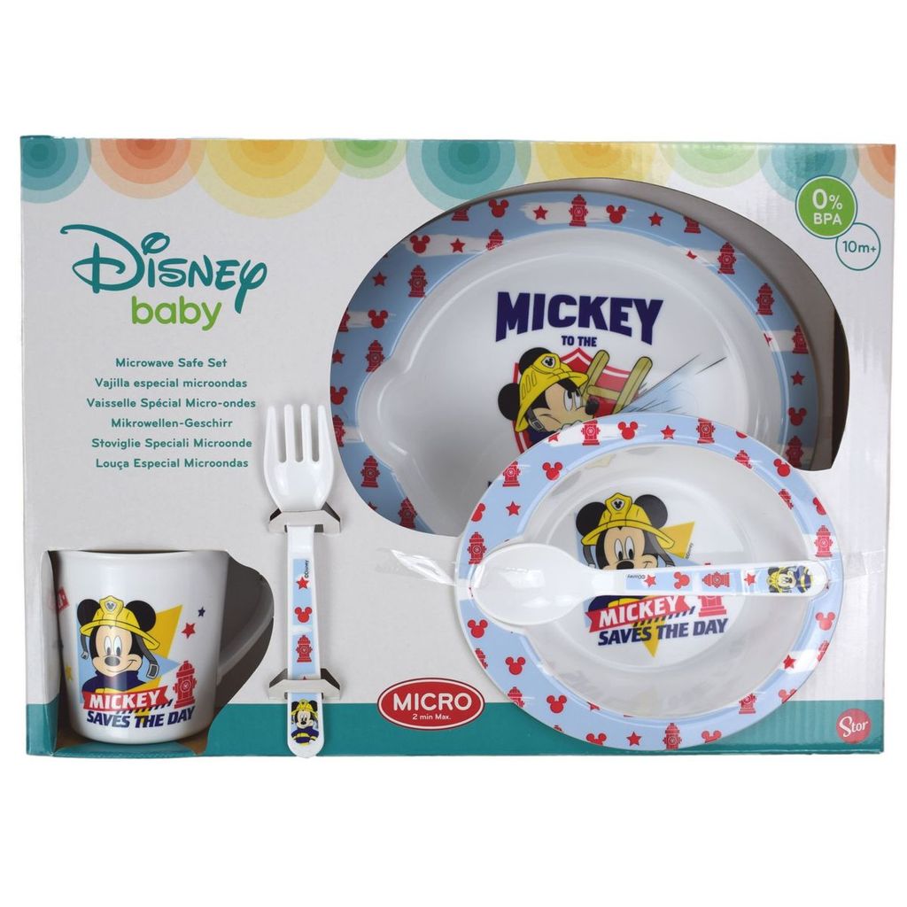 Disney Mickey Mouse Frühstücks-Set Geschirr-Set 3-tlg Kunststoff 