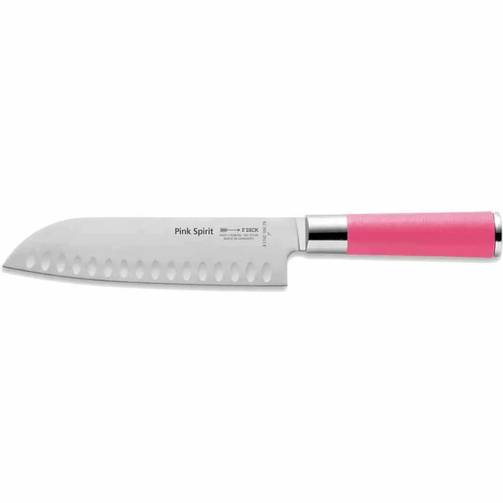 Coltello da Cucina F. Dick Pink Spirit 18 cm Santoku Alveolato Rosa