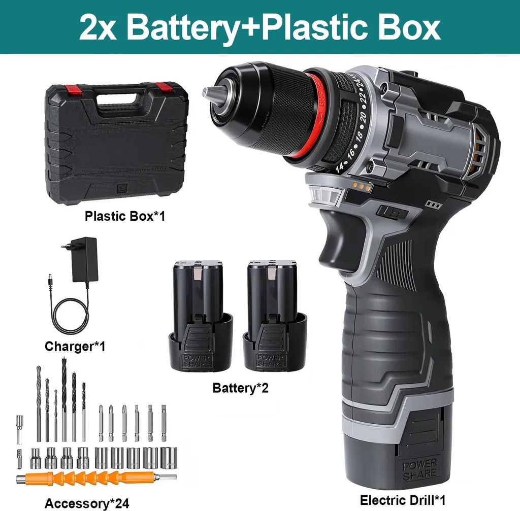 Trapano Senza Fili 16.8V Brushless - Coppia 55Nm 3-in-1 con Batteria