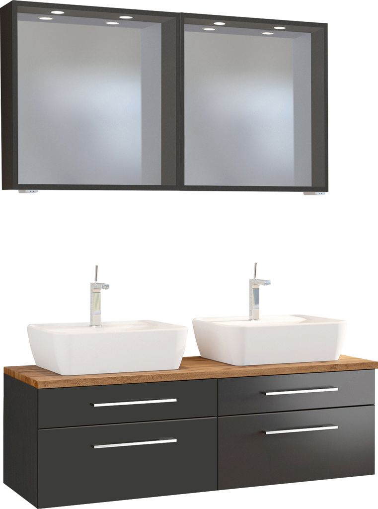 Held Möbel Waschtisch-Set Davos 120 cm mit Spiegelpaneel Produktbild 