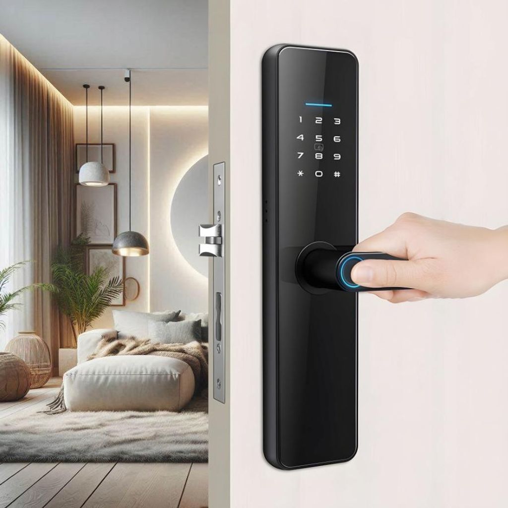 Maniglia Porta Intelligente 4 In 1 – Impronta Digitale, APP, Codice, Chiave; Per Camera, Ufficio, Hotel, Appartamento