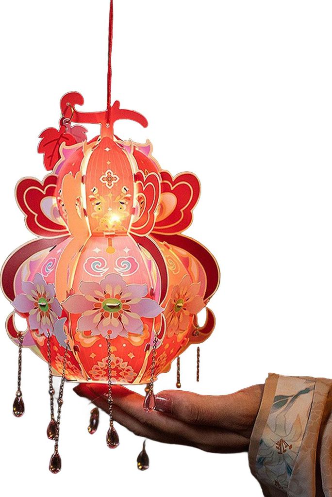 Handgefertigte Calabash-Laterne, handgehalten, chinesisches Neujahr, DIY, leuchtendes Blumenlicht für das Mittherbstfest, Hanfu, Cosplay, Hochzeit...