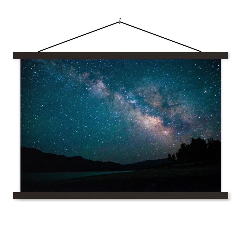 MuchoWow Textilposter Sterne - Planeten - Galaxie - Jungen - Mädchen - Kinder 90x60 cm mit schwarzem Rahmen - Aufhängungssatz