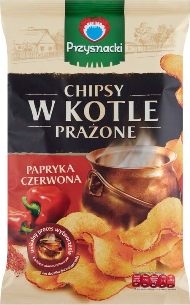 Przysnacki Chipsy w Kotle prażone papryka czerwona 125 g Zdjęcie produktu 