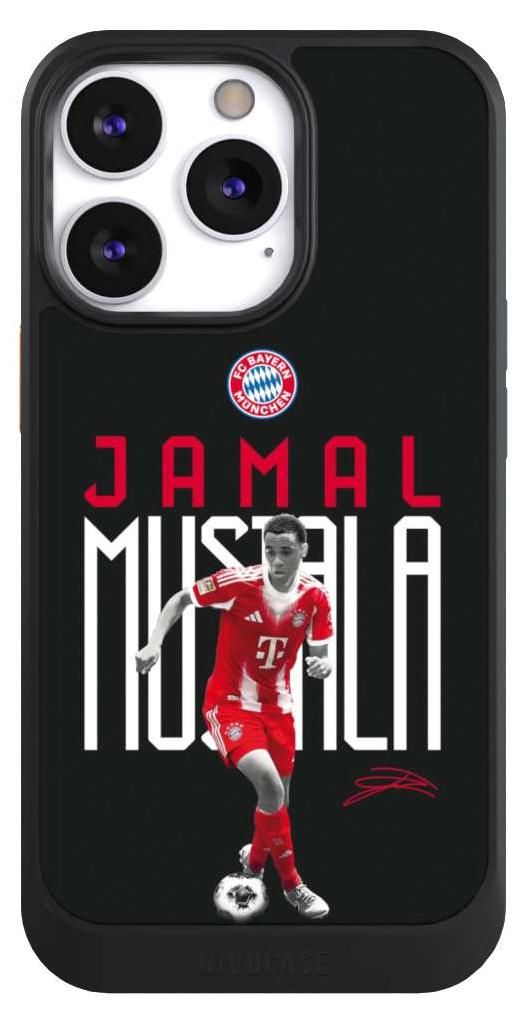 NIVOCASE Hülle für Apple iPhone 13 Pro Handyhülle NIVOcore Case Schwarz FC Bayern München Offizielles Lizenzprodukt Jamal Musiala