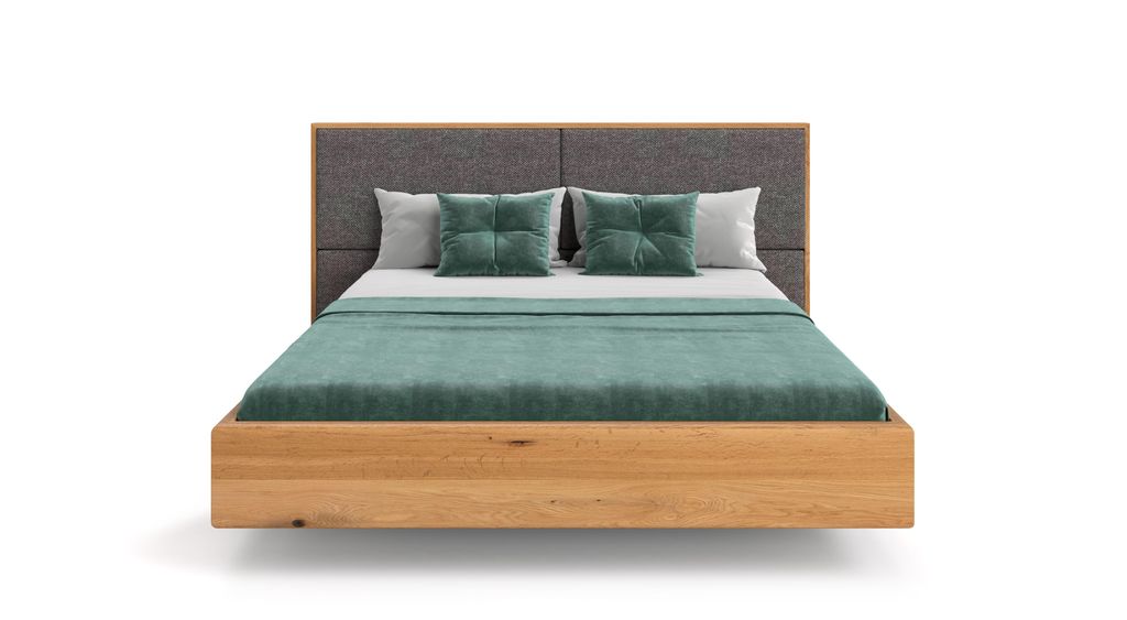 Massivholzbett Dome-Schwebebett 200x220 cm, Storm 97, Eiche, Designorientiert