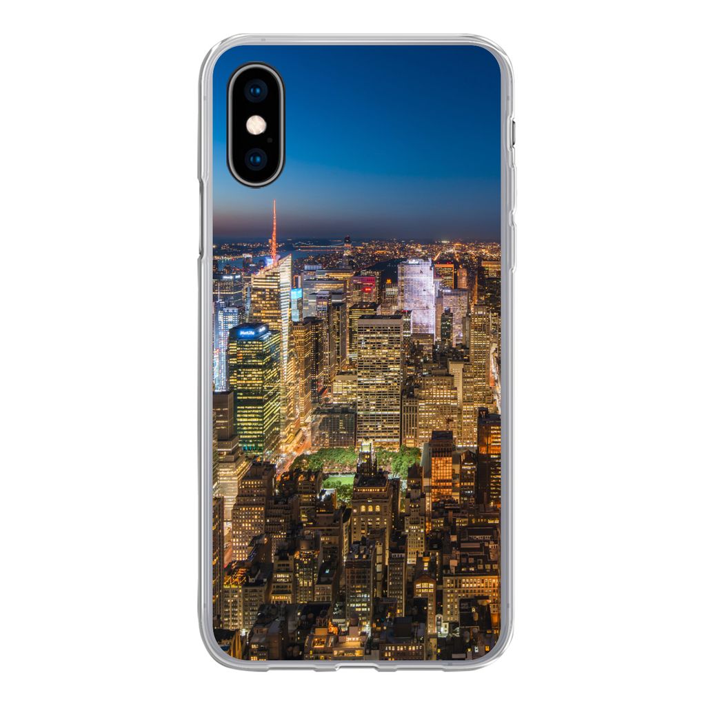 MuchoWow Handyhülle Schutzhülle Hülle für iPhone X New York - Farben - Nacht Silikon Softcase Handy Hülle - Handyhülle