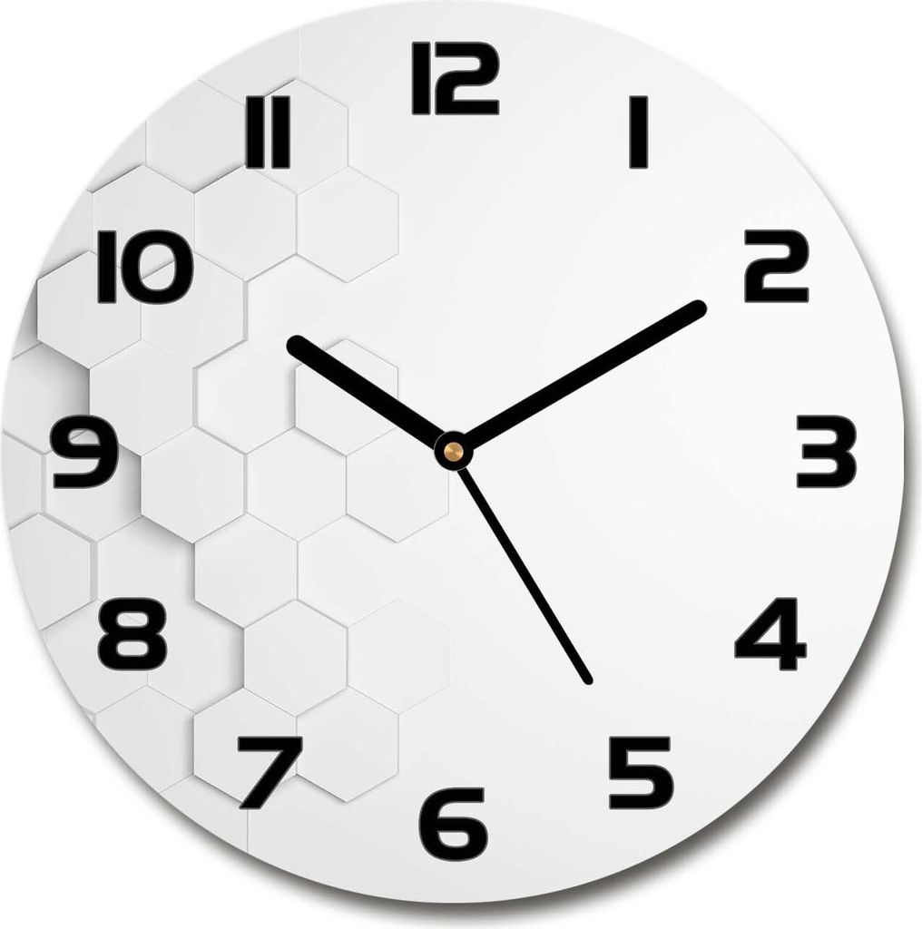 Wanduhr aus Glas 30fi Glasbild Glasuhr Gehärtetes Glas - schwarze-zeiger - Hexagons background
