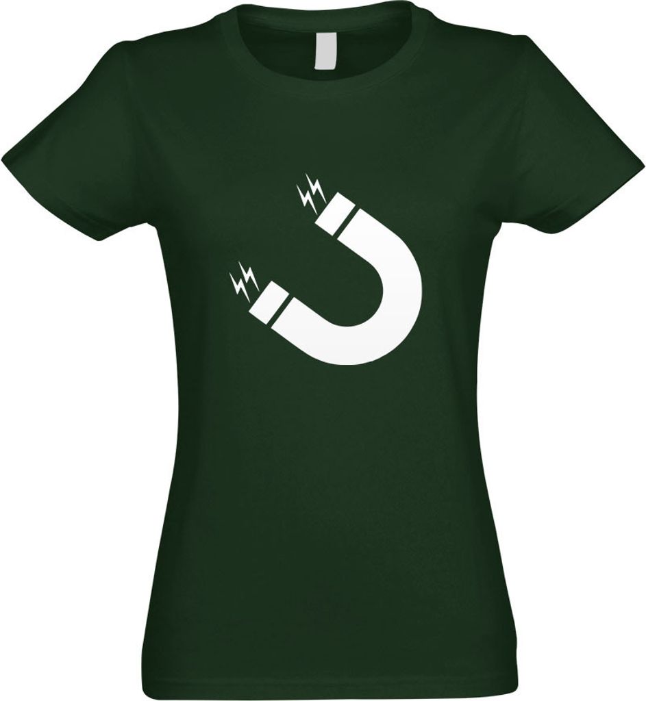 Kiwistar - T-Shirt tailliert - Damen - flaschengrün - Magnet - Elektro - Energie - mit Motiv Bedruckt - Funshirt Design - Sport - Freizeit - Damen...