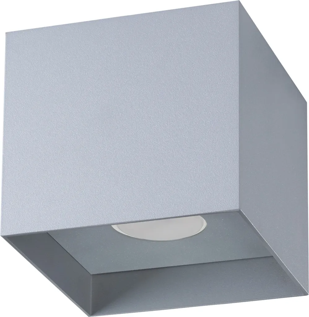 Plafonnier spot cube gris en alu 10x10x10 cm pour ampoule GU10 LED