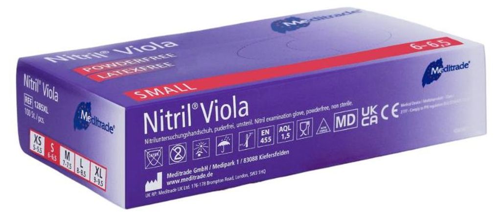 Meditrade - Einmalhandschuhe Nitril Violia - violett-blau - Größe S - 100 Stück
