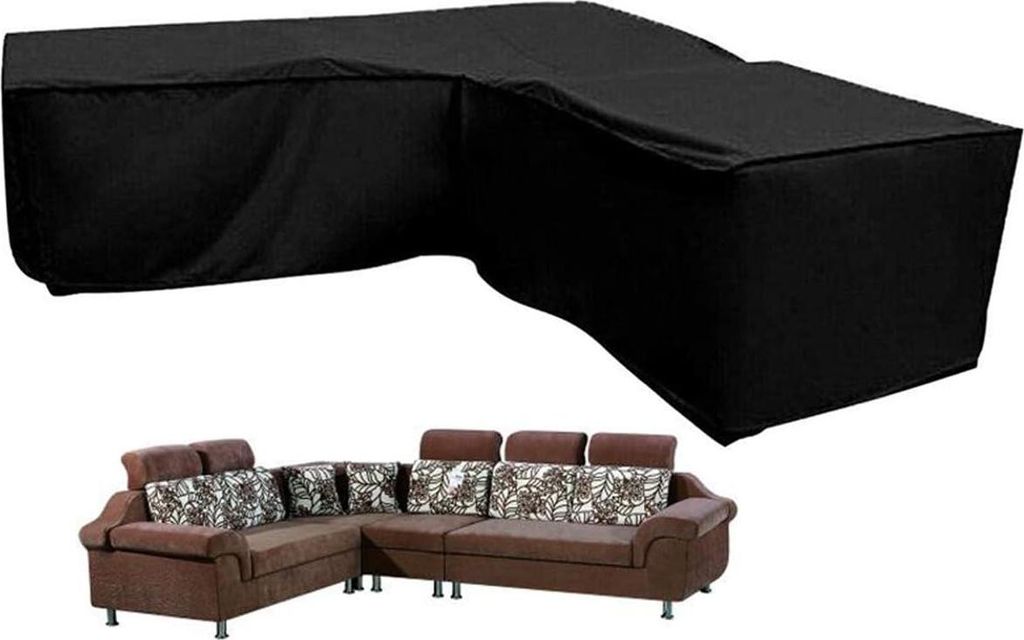 Bankbezug für Gartenbank - L-Form - Schutzhülle für Gartenmöbel - 1 Stück - schwarz - 210D Polyester