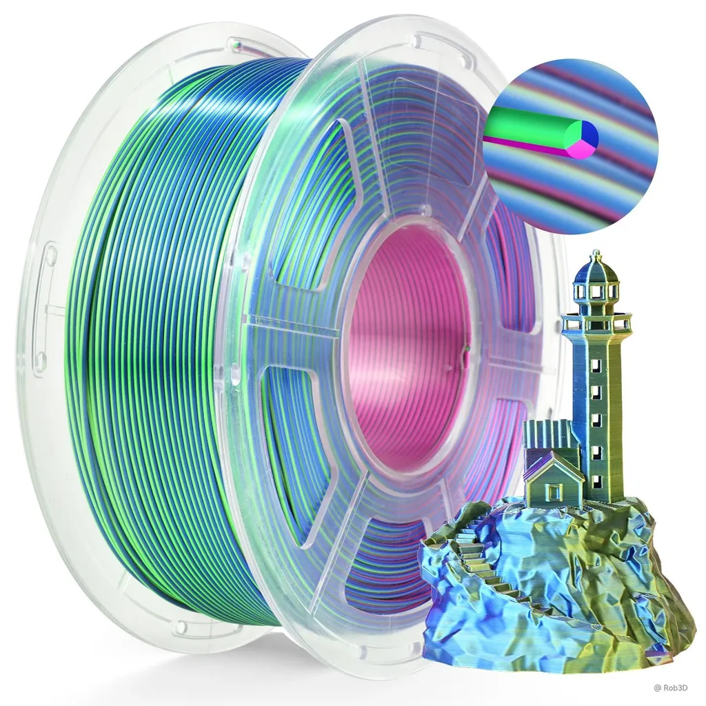 Filament Imprimante 3D Silk PLA+ Vert Brillant Bobine 1kg SKTC-BL GN PP