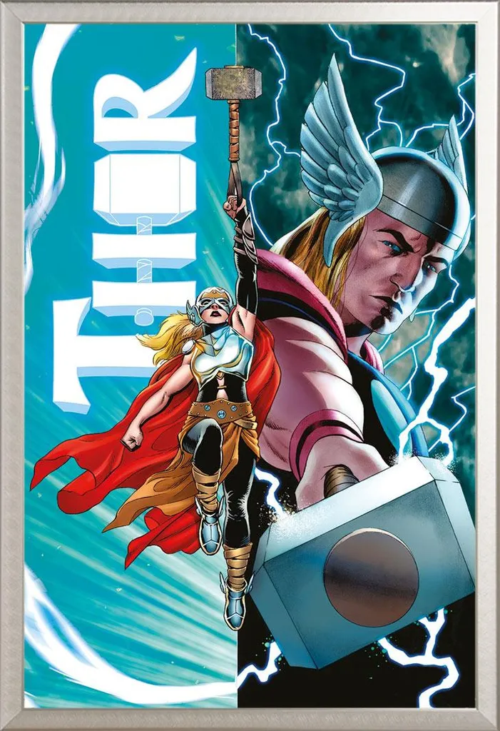 Poster Thor + Cornice Shinsuke Alluminio Argento Vetro Acrilico Maxi