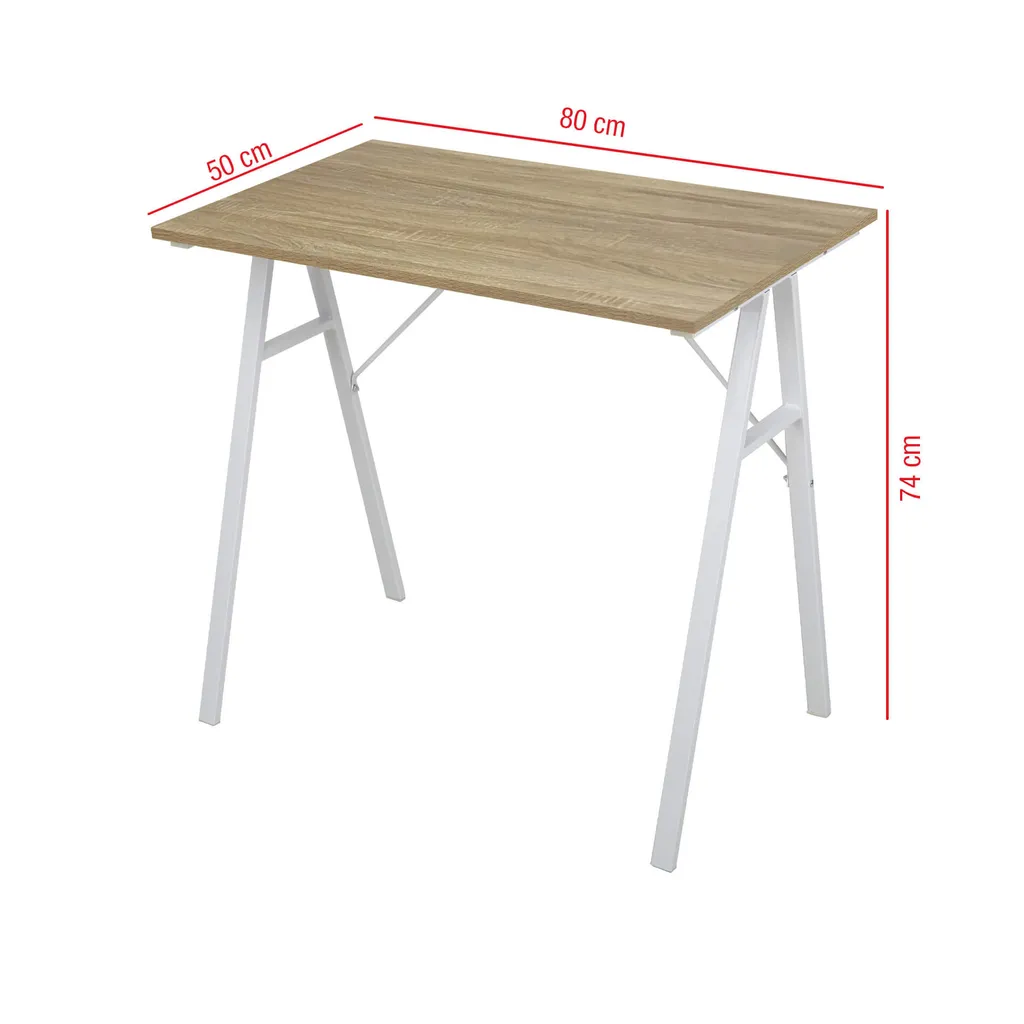 Scrivania Rebecca Mobili in fibra di legno e acciaio, bianco e beige - 3