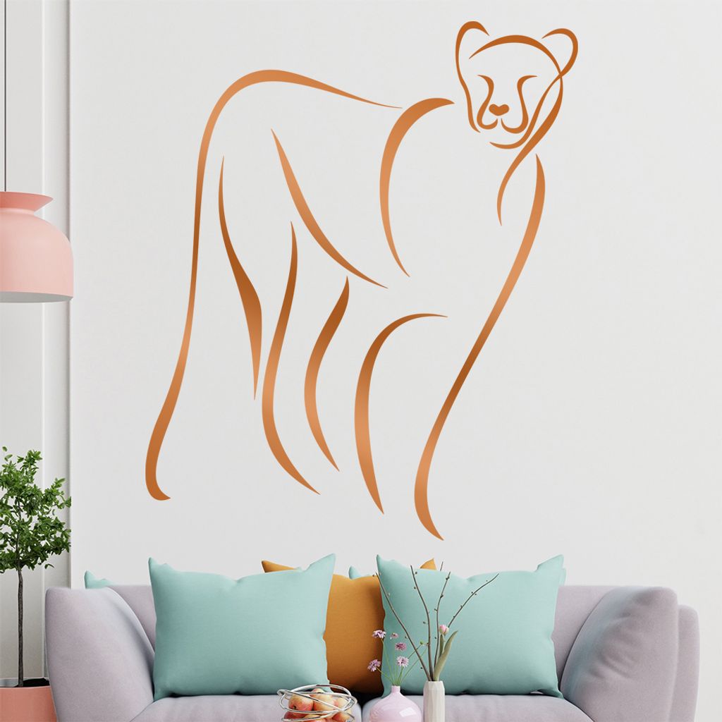 Raubkatze Linien Wandtattoo in 6 Größen - Wandaufkleber Wall Sticker - Dekoration, Küche, Wohnzimmer, Schlafzimmer, Badezimmer