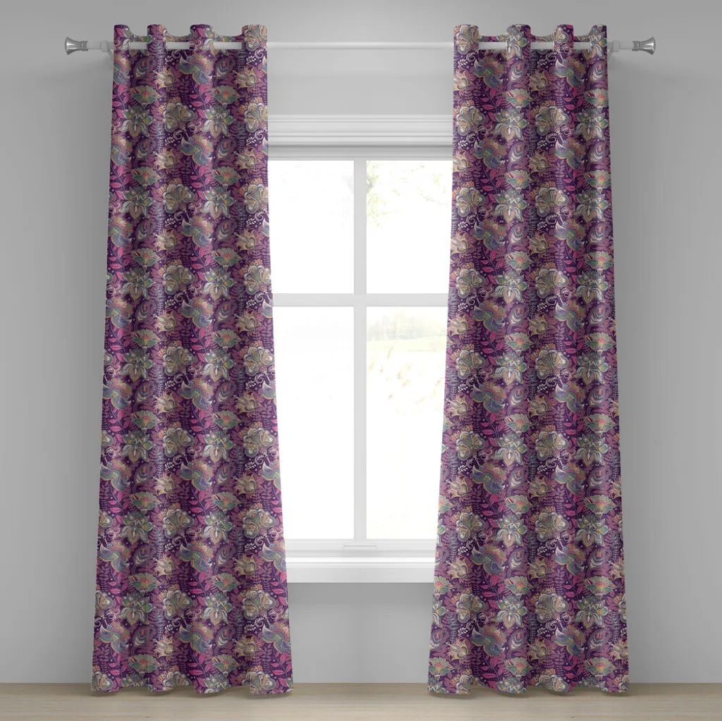 Rideaux décoratifs à 2 panneaux motif floral romantique 280x175 cm