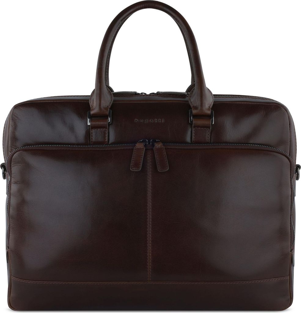 bugatti Businesstasche Umhängetasche mit Laptopfach Romano Briefcase Brown dunkelbraun
