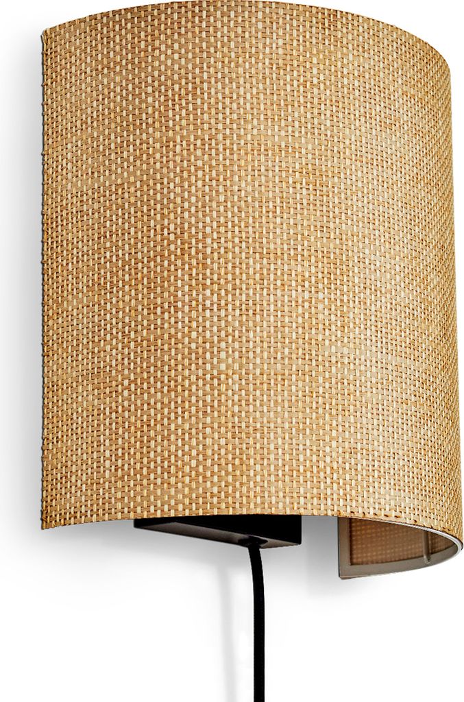 Iseo Wandlampe aus Metall/Bast in Schwarz/Natur