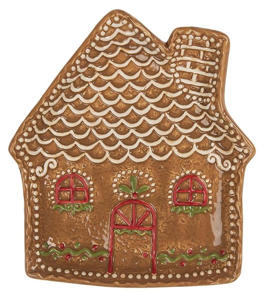 Clayre & Eef Frühstücksteller Lebkuchenhaus 20x18x3 cm Produktbild 