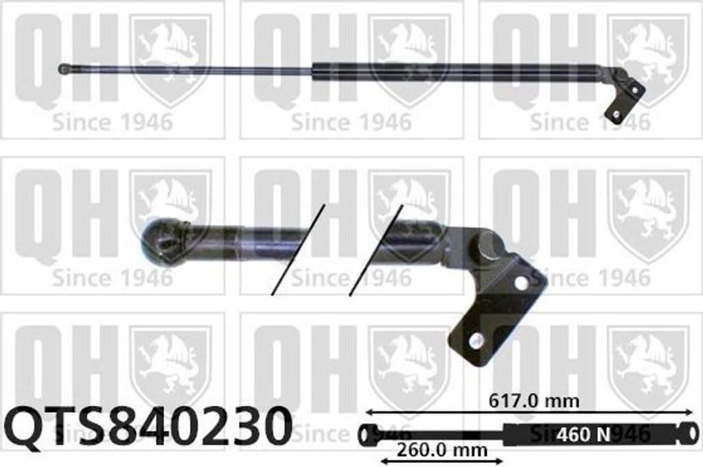 QUINTON HAZELL QTS840230 Gasfeder Heckklappendämpfer für MAZDA 626 III Station Wagon (GV) 617mm