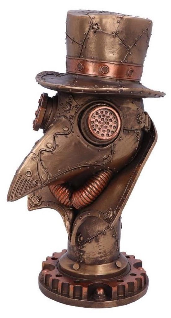 Bronzefarbene Steampunk Pestdoktor Figur als Büste 23 cm Produktbild 