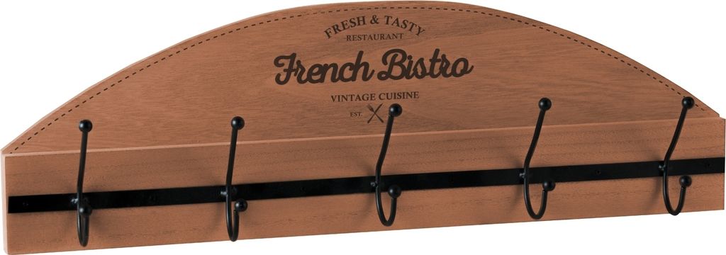 Garderobenleiste - Beige - Schwarz - MDF - mit 10 Haken