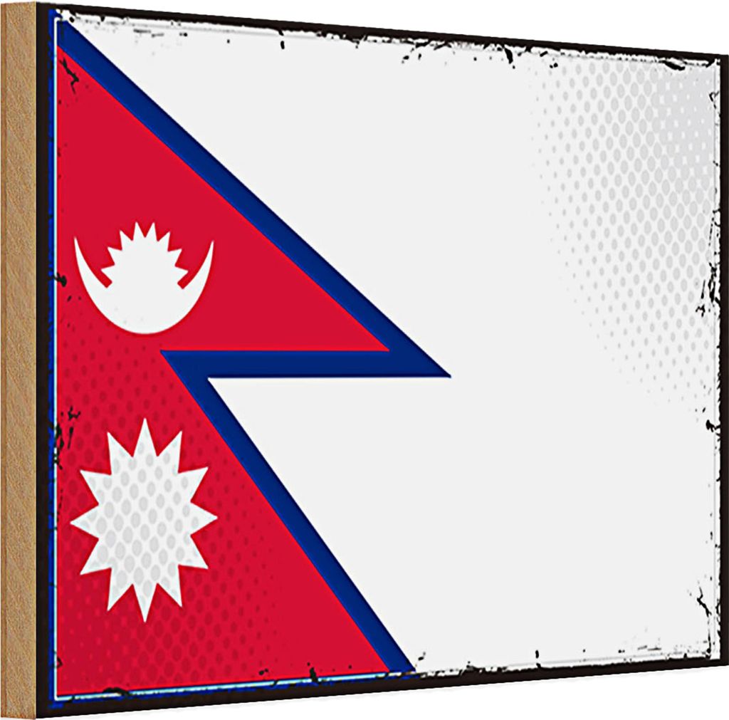 Holzschild Flagge Nepal 30x20cm Retro Flag of Nepal