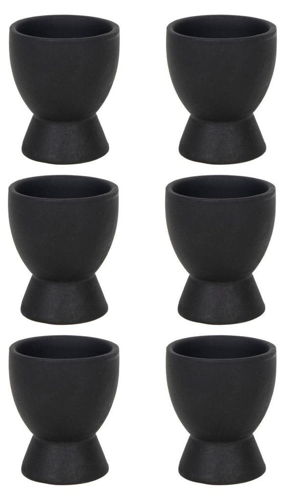 Eierbecher - H 8 cm - Schwarz matt - Steingut - 6er Set Produktbild 