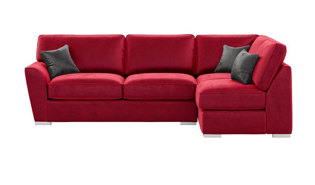 SLF24 - Rechtsseitiges Ecksofa Majestic New mit einer fest fixierten Rückenpolsterung - rot - Velluto 7/anthrazit - Velluto 19