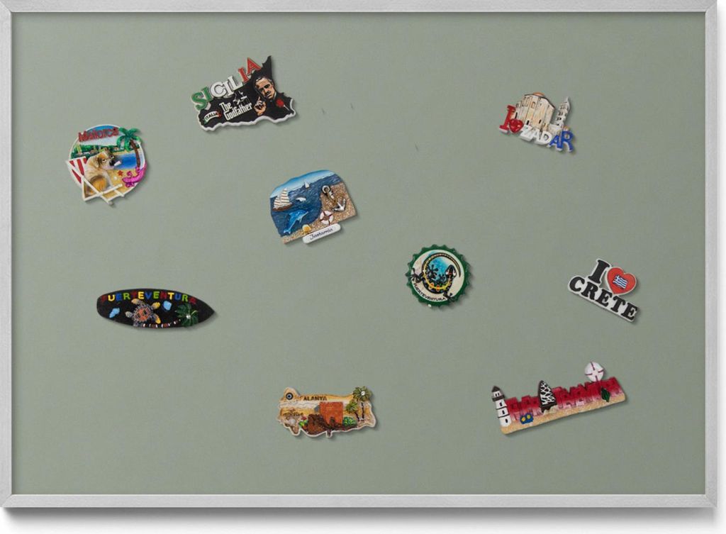 Magnetwand 100x70 cm – Silberner Rahmen – Helloliv-Farbe – Weißwandtafel, Magnetboard – Metall Magnetische Tafel, Küche