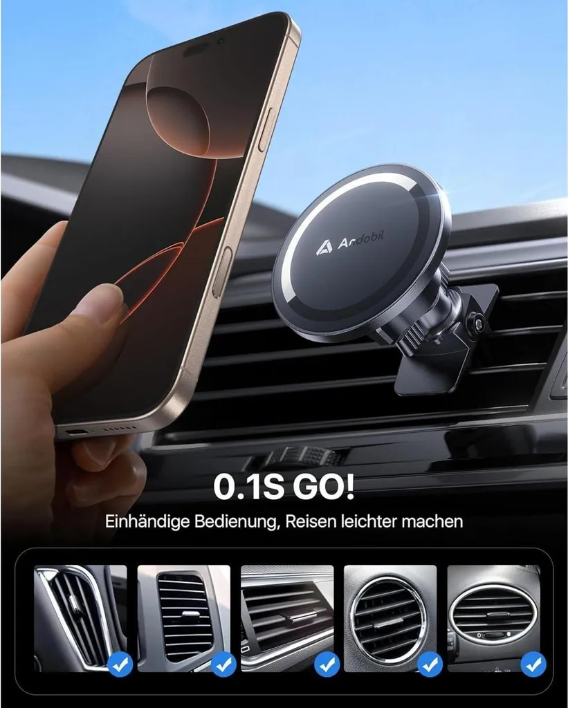 Support Magnétique Voiture Puissant Compatible Magsafe iPhone et Android - 4