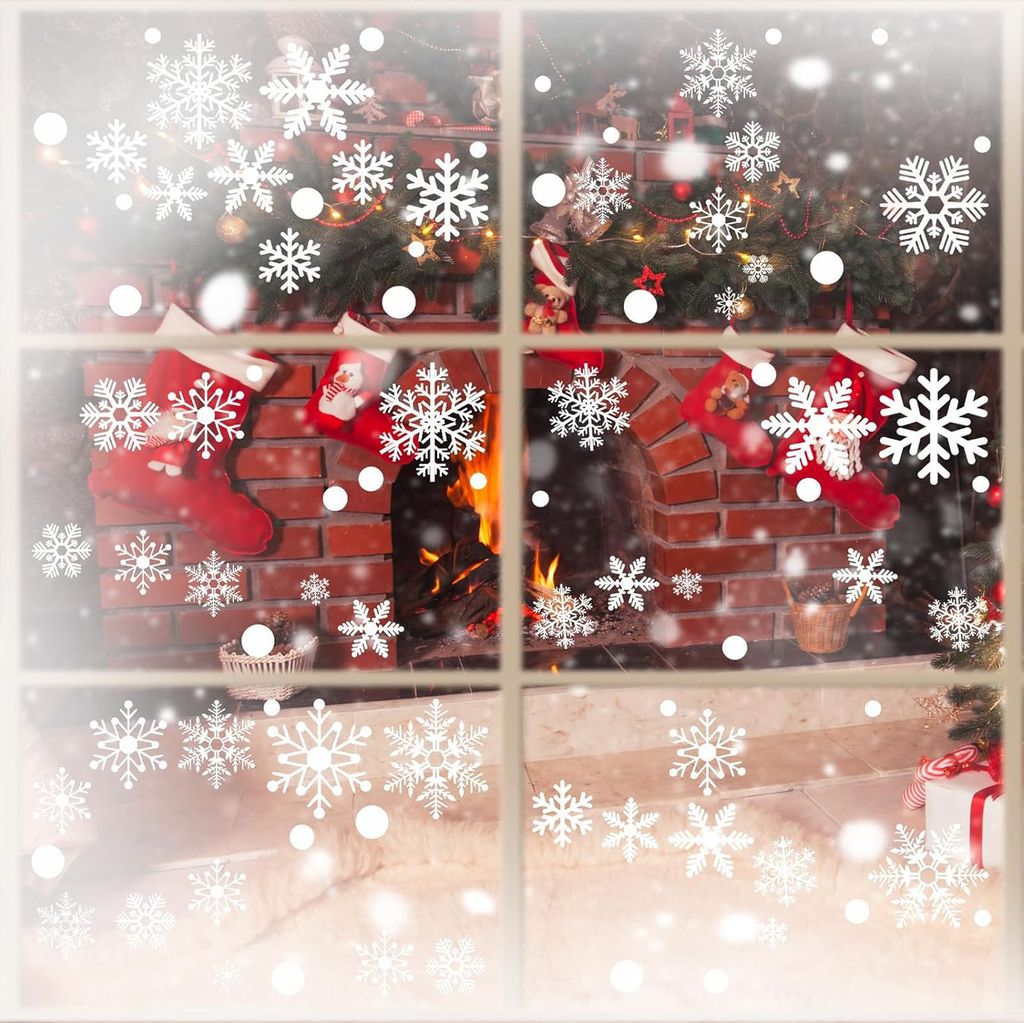 321-teiliges Fensterbild mit Schneeflockenmotiv für Glasfenster, 9 Blätter Weihnachtsfensterbilder für Glasfenster, Winterfensterbilder, Weihnac...