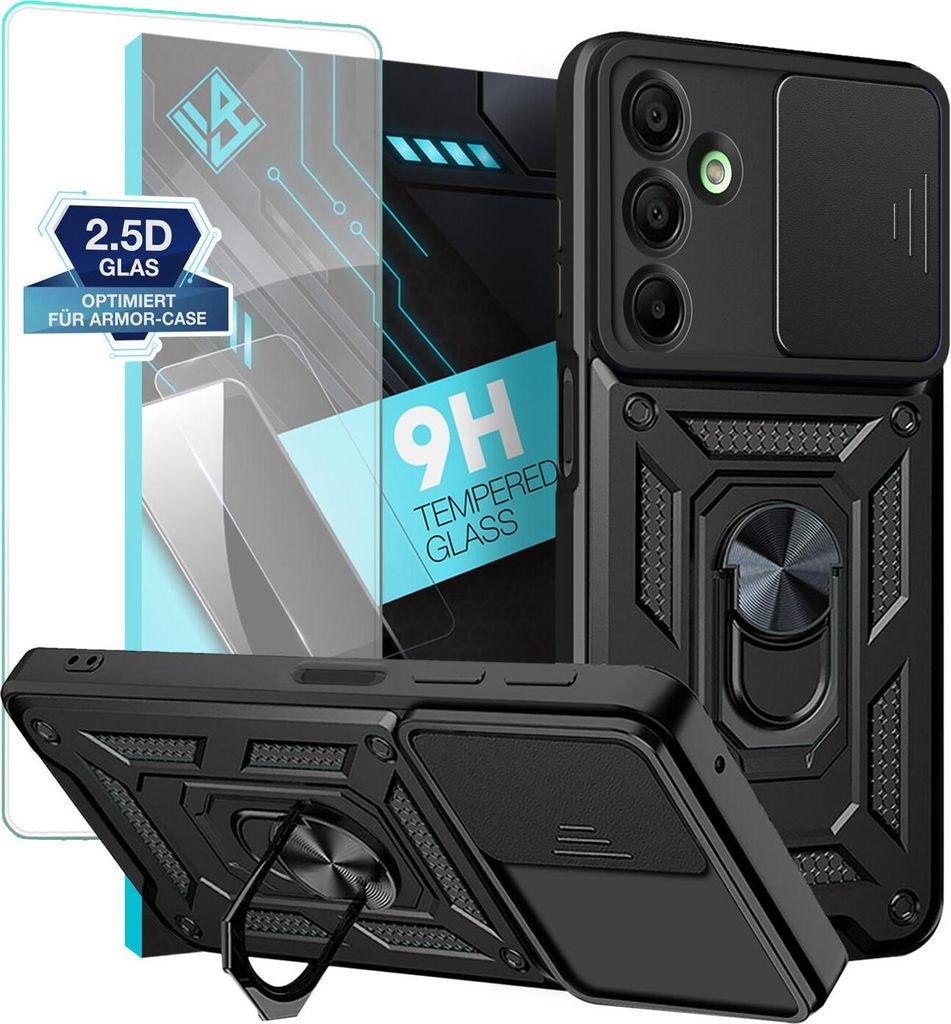 Armor Handyhülle für Samsung Galaxy A16 / A16 5G mit 9H Displayglas Displayschutz Kameraschutz Handy Panzer Case Cover Schutzhülle Outdoor Farbe...