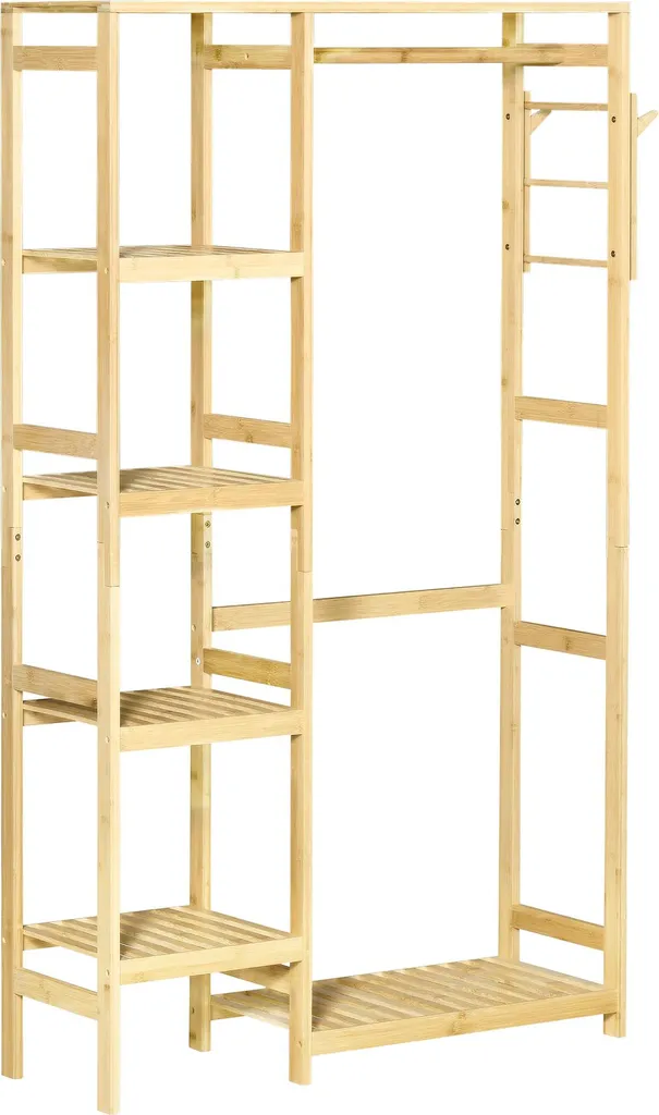 Vestiaire d'Entrée en Bambou 90 cm pour Ranger Manteaux et Souliers