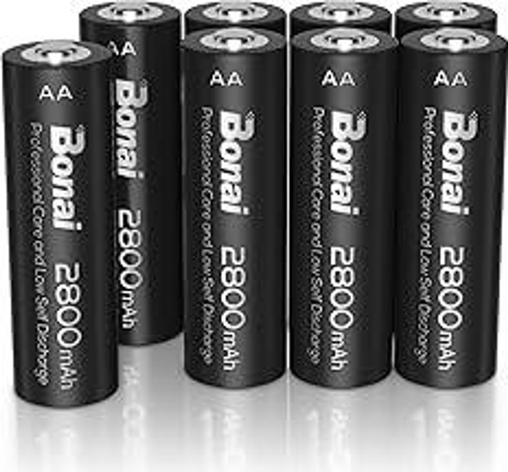 BONAI Akku AA 2800mAh 8 Stück Wiederaufladbare Batterien hohe Kapazität 1,2V Mignon AA Accu NI-MH Aufladbare Akkubatterien HR6 Rechargeable Batte...