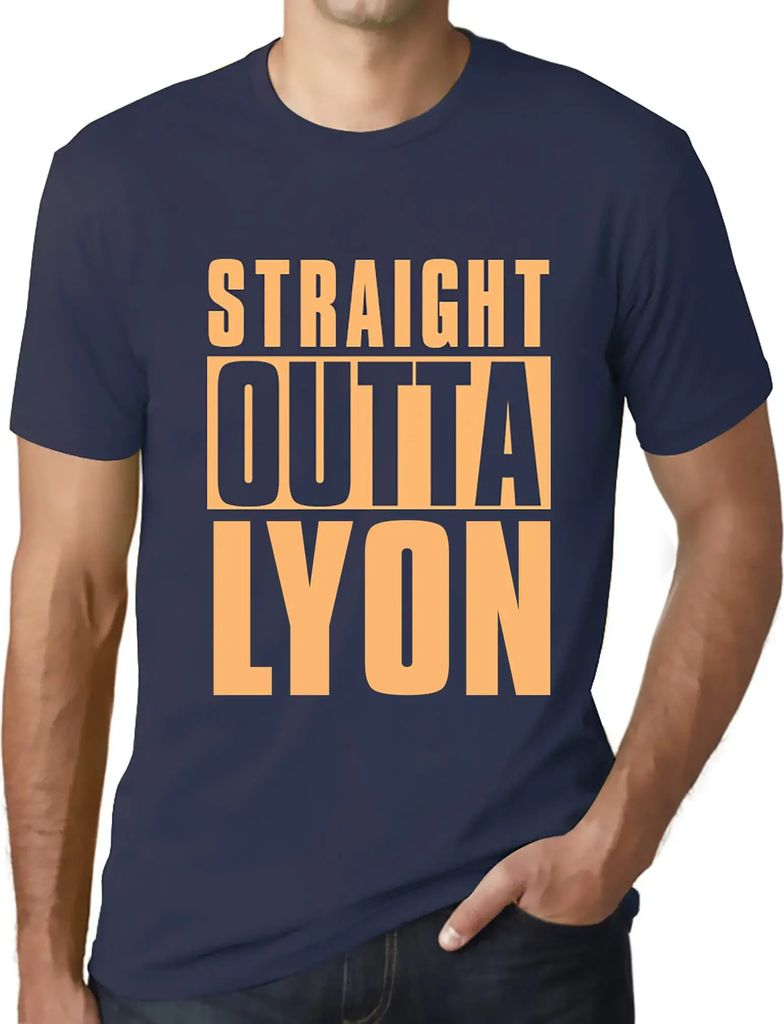 Herren Grafik T-Shirt Straight Outta Lyon Öko-Verantwortlich Vintage Jahrgang Kurzarm Lustige Druck Geburtstag Geschenk Mann