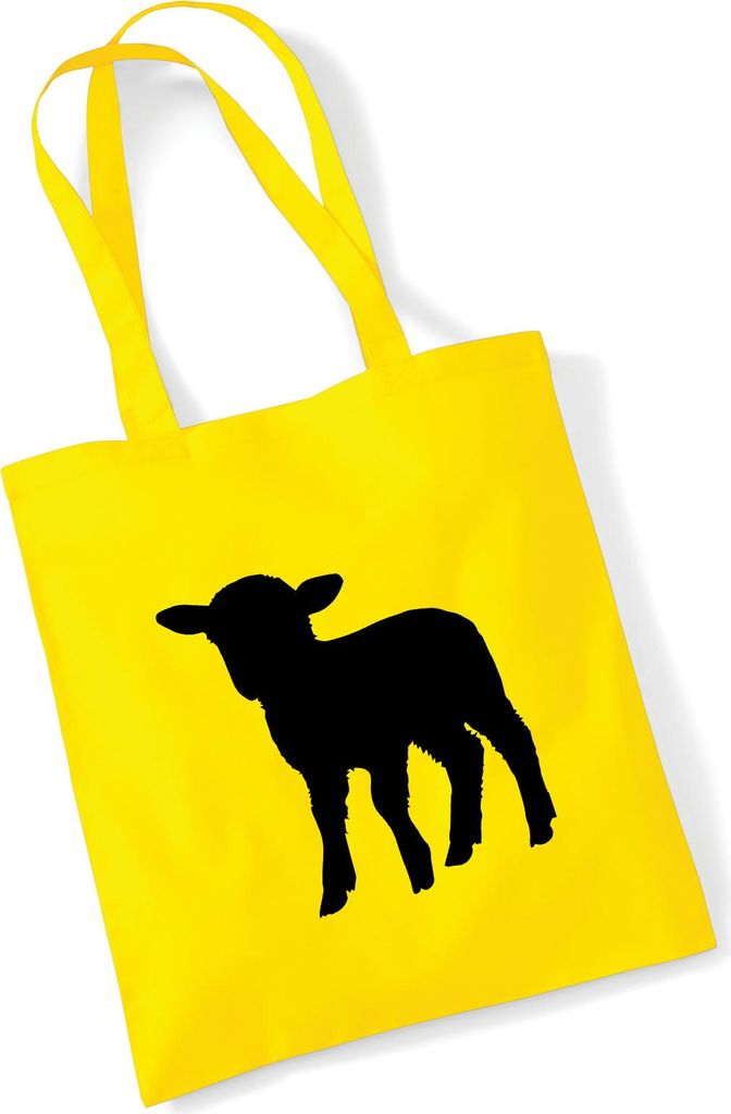 Huuraa Jutebeutel Lamm Silhouette 10 Liter Yellow Baumwolle Tasche Geschenkidee
