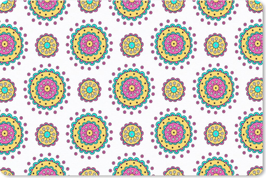 MuchoWow Schreibtischunterlage Mädchen - Blumen - Mandala - Muster - Mädchen - Kinder - Kinder 60x40 cm - XXL Mauspad - Großes Mauspad