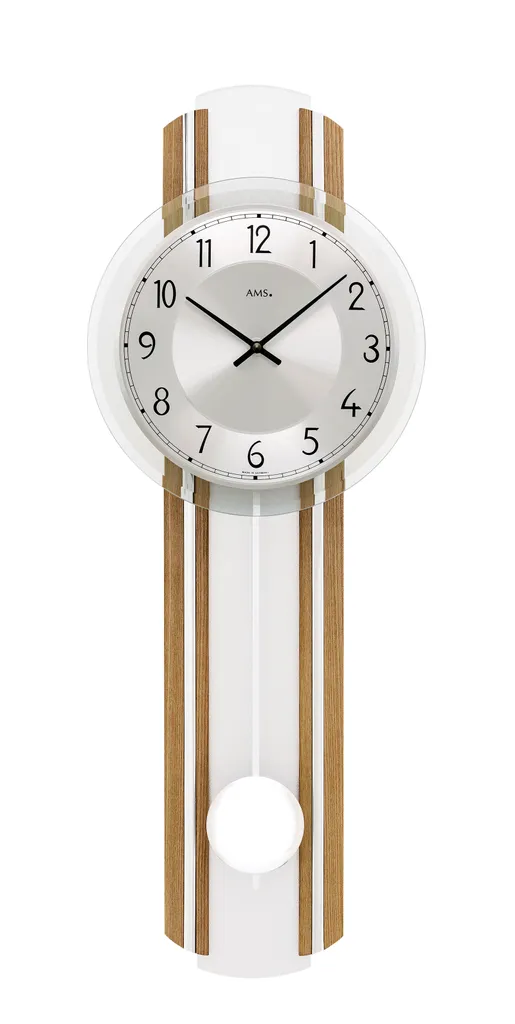 Horloge murale en métal et verre AMS 01-7475, design minimaliste chic