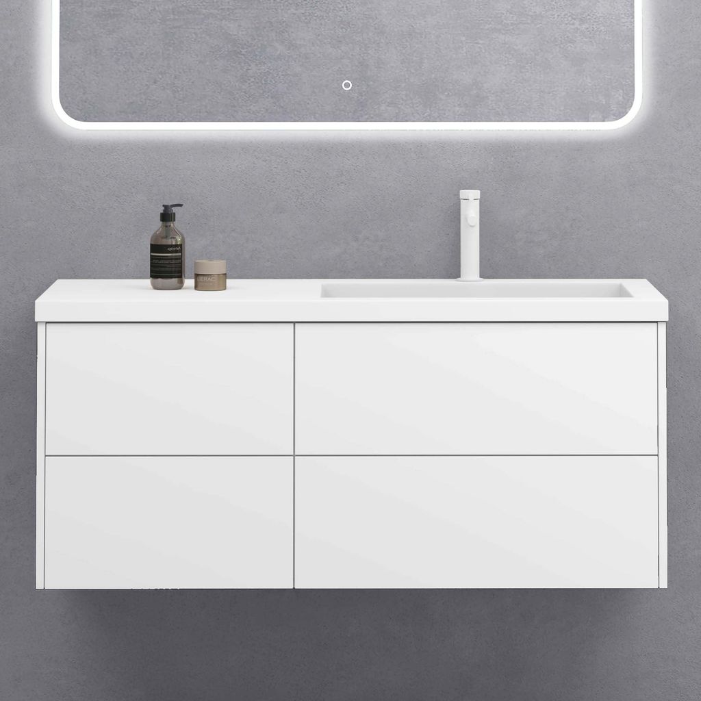 doporro Meuble sous Vasque Blanc Mat et Lavabo de Salle de Image du produit 