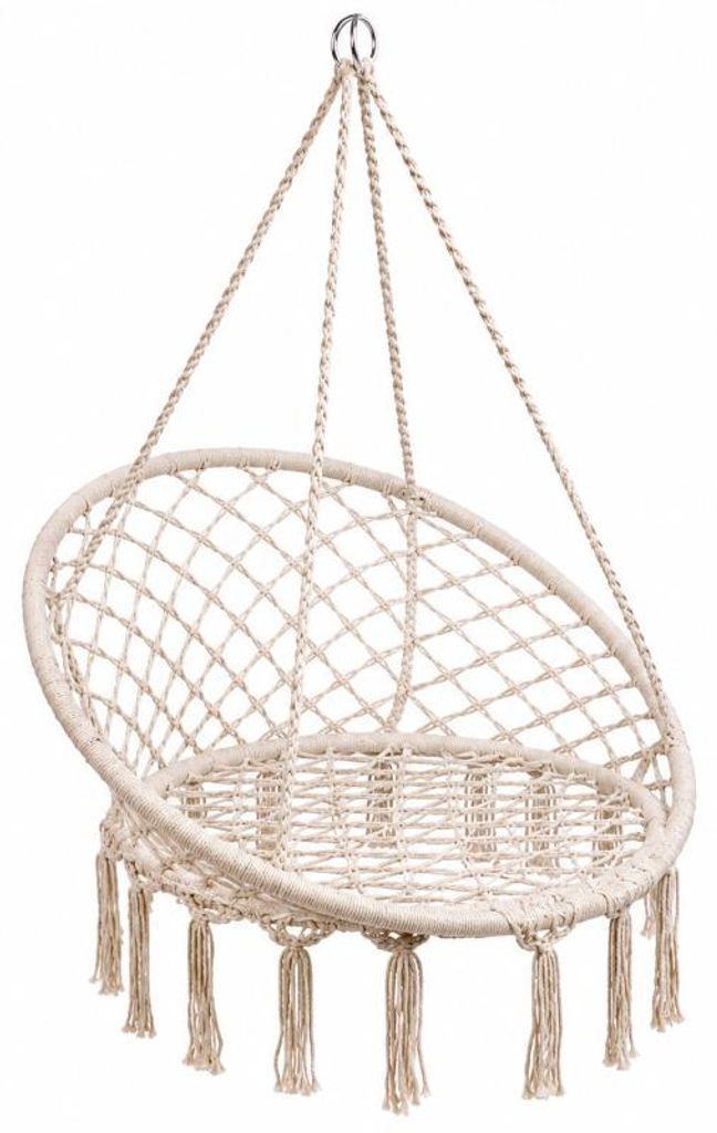 KIK KX7629 Závěsné křeslo s třásněmi 80 cm, béžové Zdjęcie produktu 