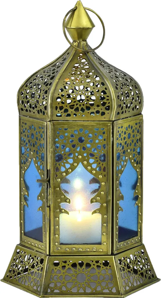 Lanterne orientale Labib Bleu - Finies les bougies ternes sans éclat