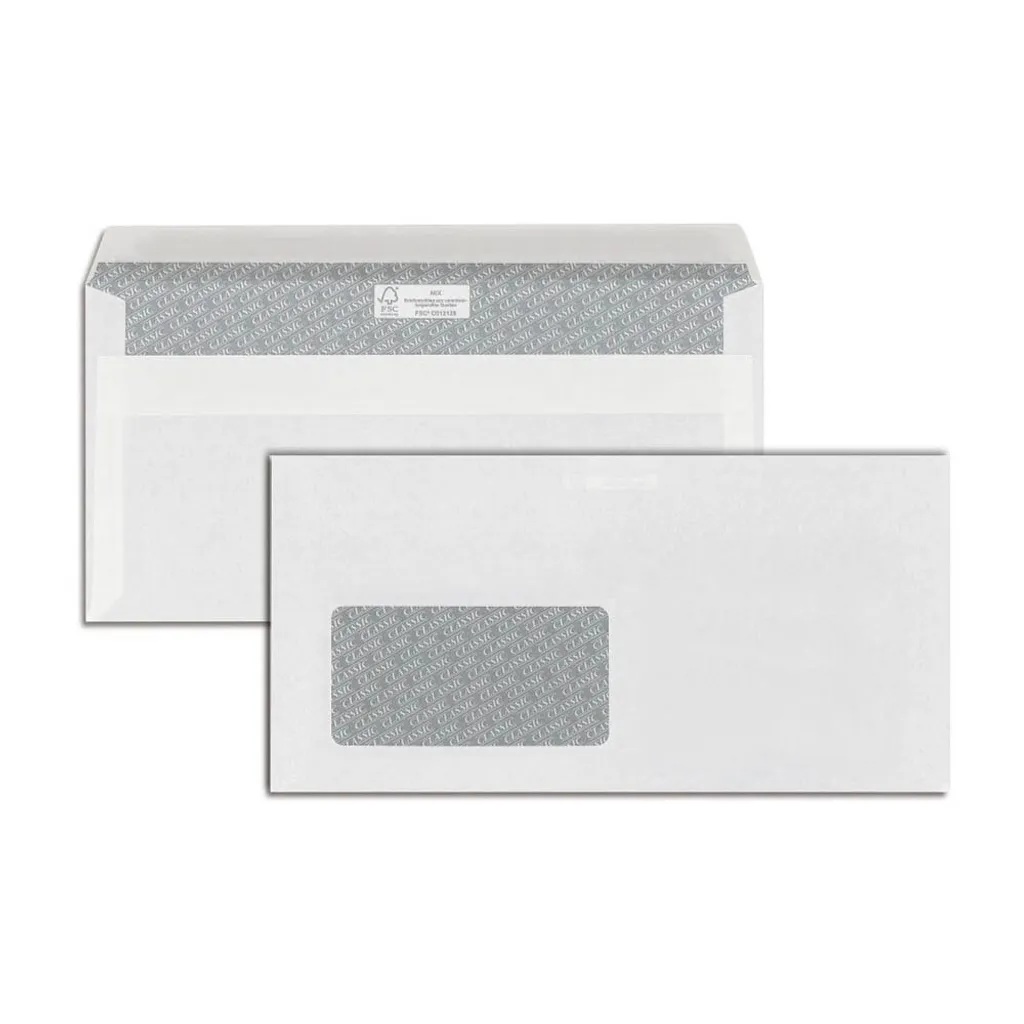 Enveloppe commerciale C5/6 ÖKI blanche autocollante avec fenêtre 110x220