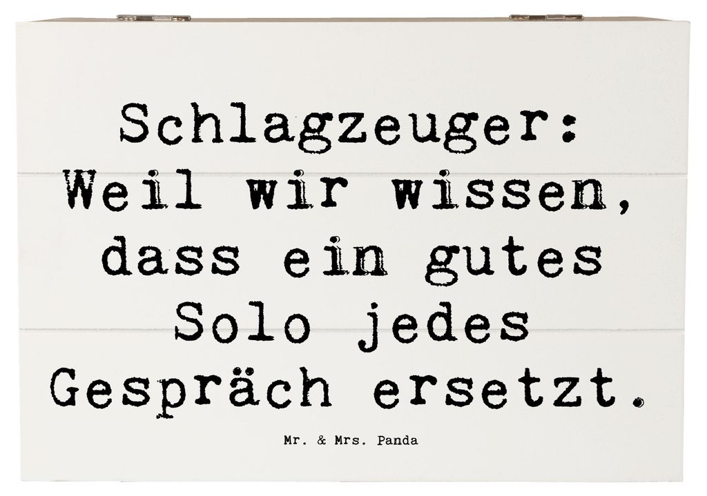 Mr. & Mrs. Panda Kiste Spruch Schlagzeug Solo 22 x 15 cm - Weiß - Geschenk, Band, Instrument, Musik, Musiker, Präsenz, Lernen, Holzkiste mit Deck...