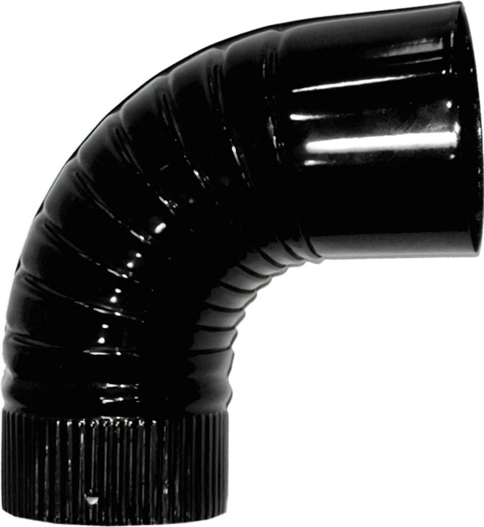 Schwarzes, vitrifiziertes Winkelrohr für Öfen 120 mm. 90°.