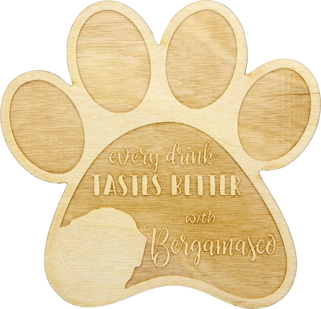 Bergamasker Hirtenhund, Berger de bergame - Tasse Untersetzer, graviert Untersetzer mit Hund, Geschenk für Hundeliebhaber von Art-Dog Marke