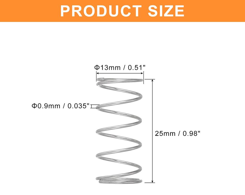 5 Stš¹ck Druckfeder, 0.9 x 13 x 25 mm Druckfedern Feder Federn Zugfeder Zugfedern Spring Spiralfeder Spiralfedern Sprungfeder Stahlfeder 304 Edel...