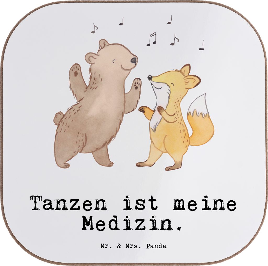 Mr. & Mrs. Panda Tischuntersetzer Hase Tanzen - Weiß - Geschenk, Untersetzer für Gläser, gläseruntersetzer, Tassenuntersetzer, Coaster, Glas, T...