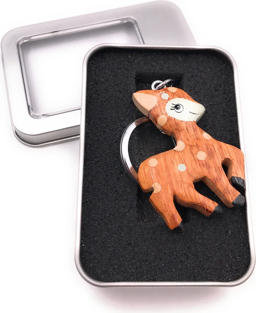 Portachiavi Legno Cervo Alce - Accessorio Robusto in Scatola